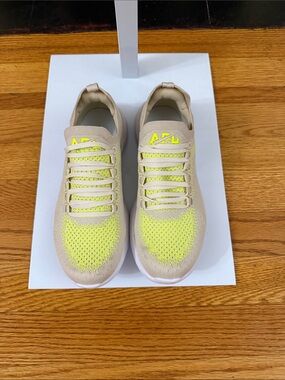 APL Knit Slip-On Sneakers in Beige and Neon Yellow. New Without Tags. Never Worn